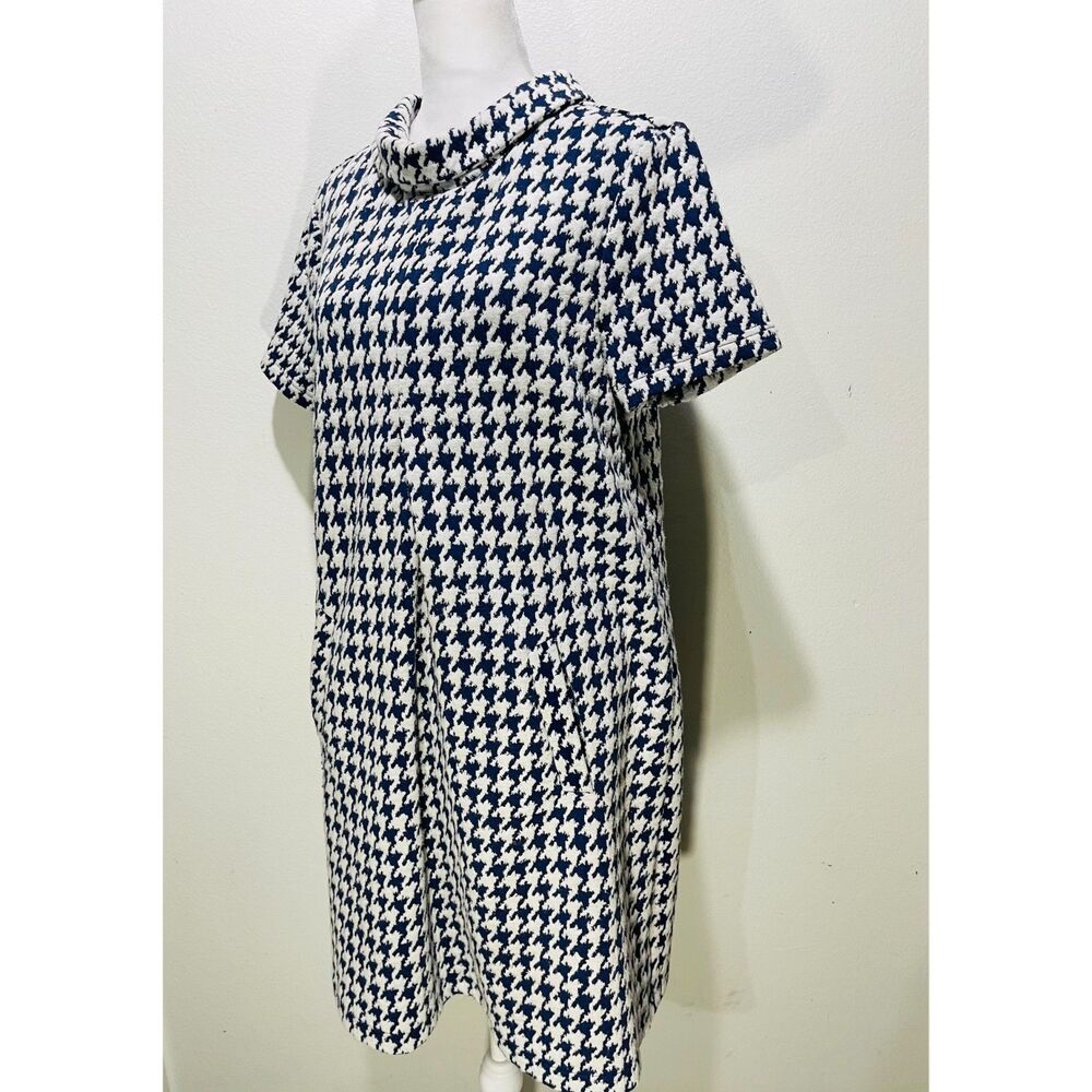 Tyler Boe dress preppy retro academia houndstooth trapezoid cowl neck women's S - Picture 2 of 7